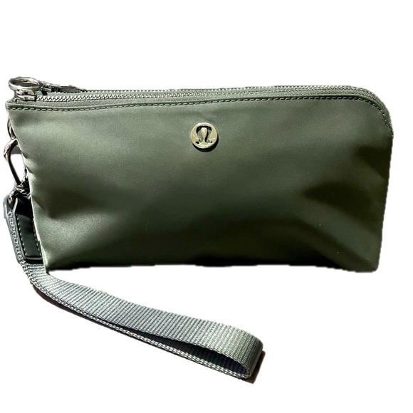 Lululemon Dual Pouch Grey Sage Green Wristlet Bag - Picture 1 of 16